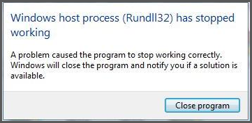 Rundll32 stopped working