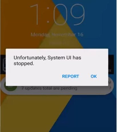 What is Com.Android.SystemUI has stopped working error