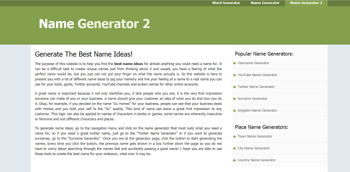 Name Generator 2- Generator for Social Media Platforms