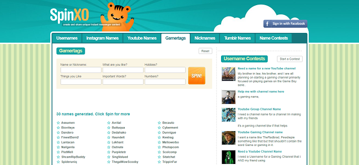 Spinxo GamerTag Generator
