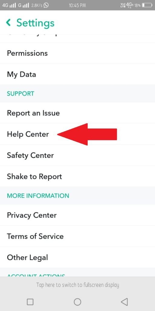 help center snapchat android