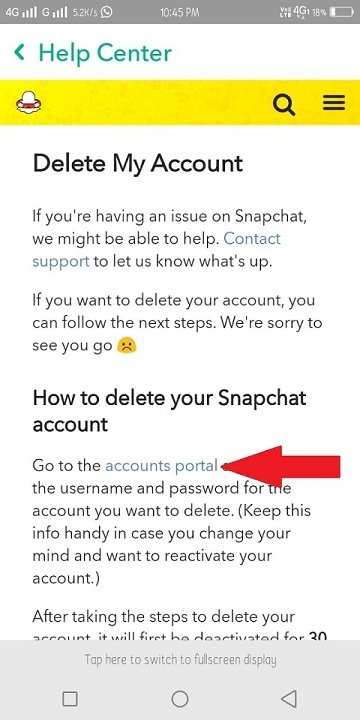 accounts portal snapchat android