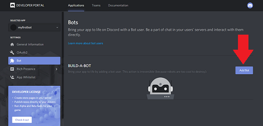 build a bot discord 