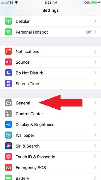 general settings iphone 7