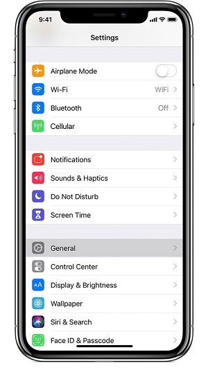 general settings on iPhone X