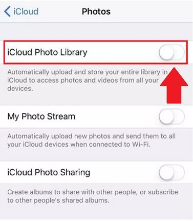 disable icloud photo library on your device