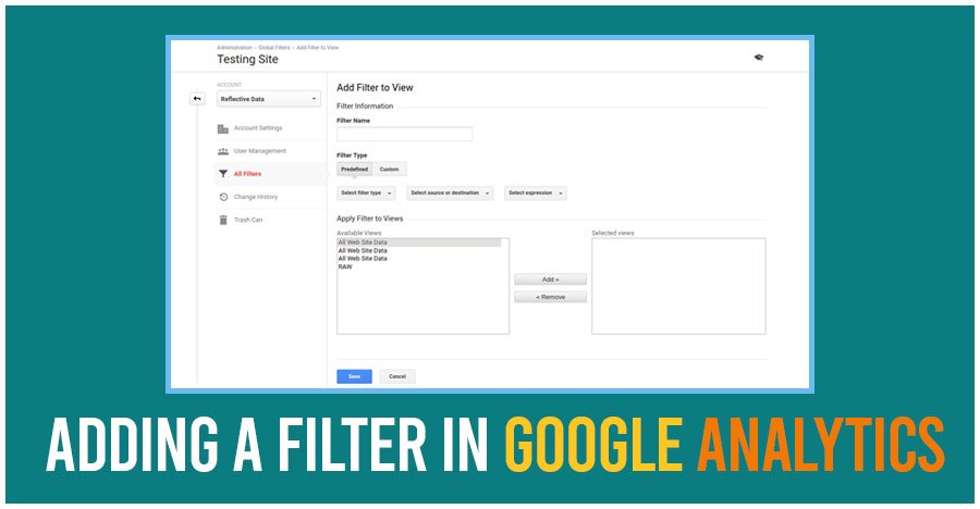 adding in a filter from google analytics 